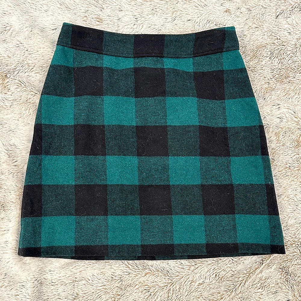 J CREW Buffalo Plaid Tweed Skirt